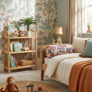 Cojín Rulo o Bolster Decorativo - Estampado Monos y Palmeras