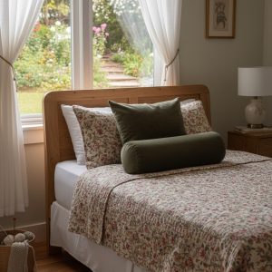 Cojín Cuadrado de Terciopelo Premium - Verde Musgo